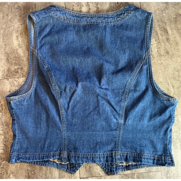 Pellini Blues Flower Embroidered Vest Womens Size 12 Blue Sleeveless Rustic - Picture 6 of 6